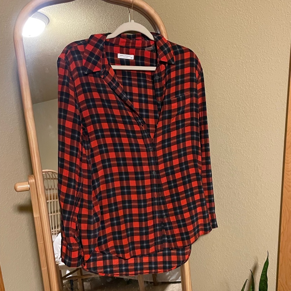 100% Silk Plaid Equipment Shirt